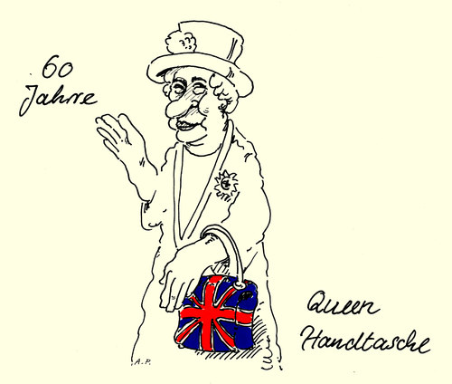 Cartoon: queen-jubiläum (medium) by Andreas Prüstel tagged queen,elizabeth,thronjubiläum,großbritannien,queen elizabeth,england,königin,großbritannien,queen,elizabeth
