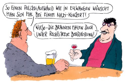 Cartoon: rechtstreu (medium) by Andreas Prüstel tagged polizeinsatz,flüchtlingsheim,randale,nazikonzerte,rechtstreue,cartoon,karikatur,andreas,pruestel,polizeinsatz,flüchtlingsheim,randale,nazikonzerte,rechtstreue,cartoon,karikatur,andreas,pruestel