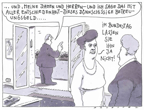 Cartoon: rederecht (medium) by Andreas Prüstel tagged bundestag,rederechr,redezeit,betreuungsgeld,rede,redezeit,betreuungsgeld,bundestag
