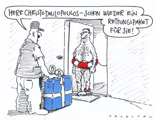 Cartoon: rettungspakete (medium) by Andreas Prüstel tagged griechenland,staatsverschuldung,rettungspakete,paketdienst,rettungsring,griechenland,staatsverschuldung,rettungspakete,paketdienst,rettungsring