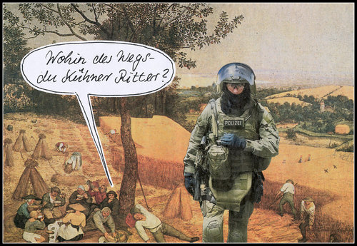 Cartoon: ritter (medium) by Andreas Prüstel tagged polizei,ritter,ritterrüstung,malerei,pieter,bruegel,cartoon,collage,andreas,pruestel,polizei,ritter,ritterrüstung,malerei,pieter,bruegel,cartoon,collage,andreas,pruestel