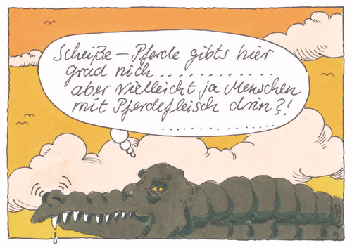 Cartoon: scharf auf pferd (medium) by Andreas Prüstel tagged pferdefleischskandal,fertiggerichte,tiefkühlkost,lebensmittel,umdeklarierung,cartoon,karikatur,pferdefleischskandal,fertiggerichte,tiefkühlkost,lebensmittel,umdeklarierung,cartoon,karikatur