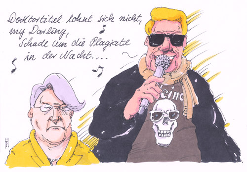 Cartoon: schavan-song (medium) by Andreas Prüstel tagged anette,schavan,bundesbildungsministerin,doktortitel,doktorarbeit,plagiat,aberkennung,heino,connie,francis,coverversion,anette,schavan,bundesbildungsministerin,doktortitel,doktorarbeit,plagiat,aberkennung,heino,connie,francis,coverversion