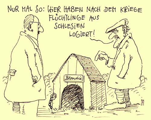 Cartoon: schlesier (medium) by Andreas Prüstel tagged flüchtlinge,flucht,flüchtlingsunterbringung,zweiter,weltkrieg,schlesier,vertriebene,blondie,hundehütte,hitler,cartoon,karikatur,andreas,pruestel,flüchtlinge,flucht,flüchtlingsunterbringung,zweiter,weltkrieg,schlesier,vertriebene,blondie,hundehütte,hitler,cartoon,karikatur,andreas,pruestel