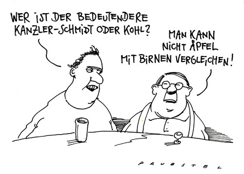 Cartoon: schmidtkohl (medium) by Andreas Prüstel tagged kanzler,exkanzler,helmut,schmidt,kohl,äpfel,birnen,cartoon,karikatur,andreas,prüstel,kanzler,exkanzler,helmut,schmidt,kohl,äpfel,birnen,cartoon,karikatur,andreas,prüstel