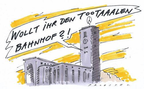 Cartoon: schwabenkrieg (medium) by Andreas Prüstel tagged schlichter,heinergeissler,konflikt,bahnhofsneubau,kopfbahnhof,stuttgart21,stuttgart 21,kopfbahnhof,bahnhofsneubau,konflikt,heiner geissler,schlichter,db,stuttgart,21,heiner,geissler