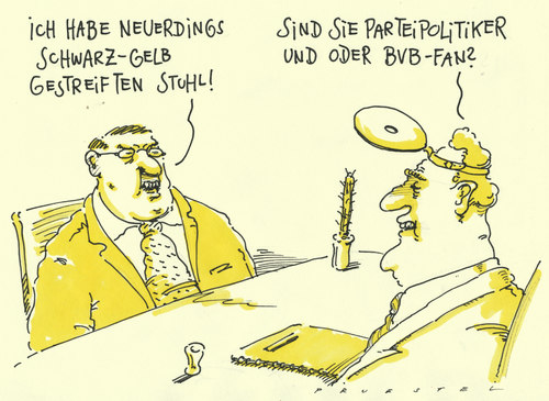 Cartoon: schwarz-gelb (medium) by Andreas Prüstel tagged csu,cdu,fdp,patient,arzt,borussiadortmund,fußball,fan,fdp,cdu,csu,fan,fußball,fussball,borussia dortmund,sport,patient,borussia,dortmund