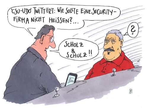 Cartoon: security (medium) by Andreas Prüstel tagged zwanzig,hamburg,krawalle,bürgermeister,scholz,spd,kanzlerkandidat,schulz,innere,sicherheit,security,wahlkampffutter,csu,union,cartoon,karikatur,andreas,pruestel,zwanzig,hamburg,krawalle,bürgermeister,scholz,spd,kanzlerkandidat,schulz,innere,sicherheit,security,wahlkampffutter,csu,union,cartoon,karikatur,andreas,pruestel