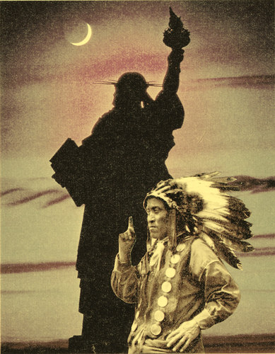 Cartoon: Sioux-Dakota (medium) by Andreas Prüstel tagged indianer,sioux,dakota,lakota,usa,freiheit,freiheitsstatue,new,york,ausrottung,rassismus