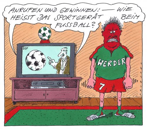 Cartoon: sportgerät (medium) by Andreas Prüstel tagged sportfernsehen,fußball,gewinnspiele