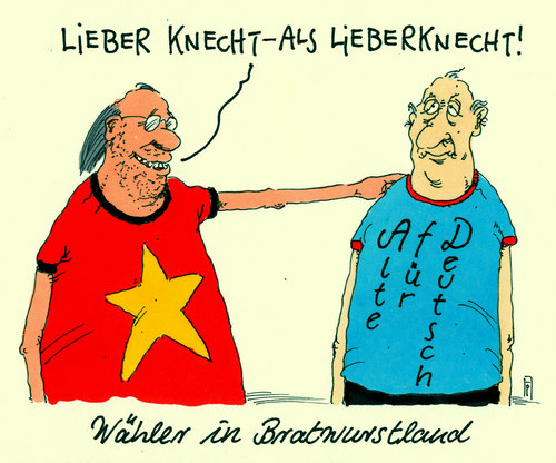 Cartoon: thüringen-wahl (medium) by Andreas Prüstel tagged landtagswahl,thüringen,linke,afd,ministerpräsidentin,lieberknecht,knecht,cartoon,karikatur,andreas,pruestel,landtagswahl,thüringen,linke,afd,ministerpräsidentin,lieberknecht,knecht,cartoon,karikatur,andreas,pruestel