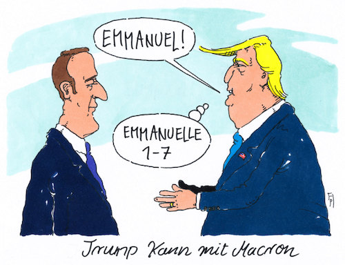 Cartoon: trump-macron (medium) by Andreas Prüstel tagged staatsbesuch,emmanuel,macron,trump,usa,frankreich,softporno,emmanuelle,cartoon,karikatur,andreas,pruestel,staatsbesuch,emmanuel,macron,trump,usa,frankreich,softporno,emmanuelle,cartoon,karikatur,andreas,pruestel