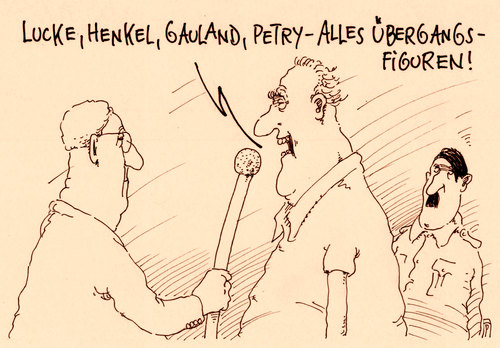 Cartoon: übergang (medium) by Andreas Prüstel tagged afd,parteitag,parteivorsitz,lucke,henkel,gauland,petry,rechtsradikal,hitler,übergangsfiguren,führer,cartoon,karikatur,andreas,pruestel,afd,parteitag,parteivorsitz,lucke,henkel,gauland,petry,rechtsradikal,hitler,übergangsfiguren,führer,cartoon,karikatur,andreas,pruestel