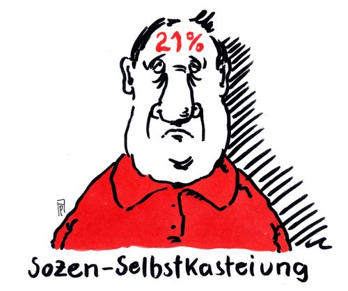 Cartoon: umfragetief (medium) by Andreas Prüstel tagged ard,deutschlandtrend,parteien,umfragewerte,spd,sozen,sozis,tiefststand,kasteiung,selbstkasteiung,cartoon,karikatur,andreas,pruestel,ard,deutschlandtrend,parteien,umfragewerte,spd,sozen,sozis,tiefststand,kasteiung,selbstkasteiung,cartoon,karikatur,andreas,pruestel