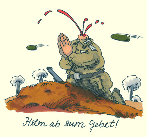 Cartoon: universal soldier (medium) by Andreas Prüstel tagged krieg,soldat,tod,glauben,gebet,stahlhelm,krieg,soldat,tod,glauben,gebet,stahlhelm