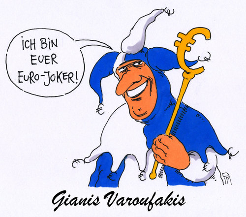 Cartoon: varoufakis joker (medium) by Andreas Prüstel tagged griechenland,eu,gipfeltreffen,finanzminister,euro,staatsschulden,gianis,varoufakis,joker,cartoon,karikatur,andreas,pruestel,griechenland,eu,gipfeltreffen,finanzminister,euro,staatsschulden,gianis,varoufakis,joker,cartoon,karikatur,andreas,pruestel