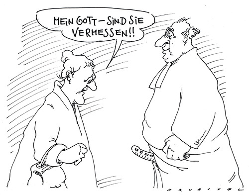 Cartoon: vermessen (medium) by Andreas Prüstel tagged pastor,penislänge,vermessenheit,zentimeter,pastor,vermessenheit,zentimeter,religion,lust,liebe,kirche