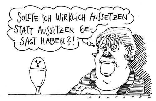 Cartoon: versprecher (medium) by Andreas Prüstel tagged aussetzung,laufzeitverlängerung,atomkraftwerke,merkel,aussetzung,laufzeitverlängerung,atomkraftwerke,angela merkel,akw,atomkraft,fukushima,angela,merkel