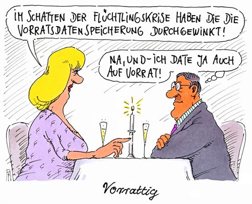 Cartoon: vorrattig (medium) by Andreas Prüstel tagged vorratsdatenspeicherung,date,dating,rattig,flüchtlingskrise,cartoon,karikatur,andreas,pruestel,vorratsdatenspeicherung,date,dating,rattig,flüchtlingskrise,cartoon,karikatur,andreas,pruestel