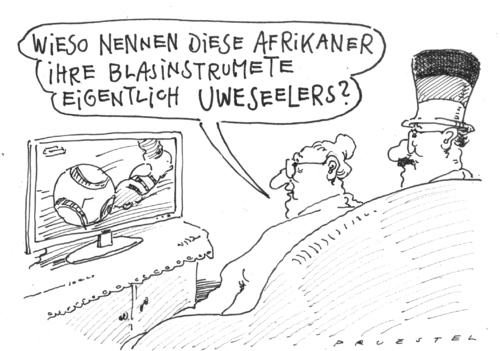 Cartoon: VUVUZELAS (medium) by Andreas Prüstel tagged fußballweltmeisterschaft,vuvuzelas,fanartikel,tröten,anfeuerung,fußballweltmeisterschaft,vuvuzela,fanartikel,tröten,anfeuerung,wm,weltmeisterschaft,sport,fußball,fussball,fans,lärm,krach,afrika,kultur,stadion,kapstadt