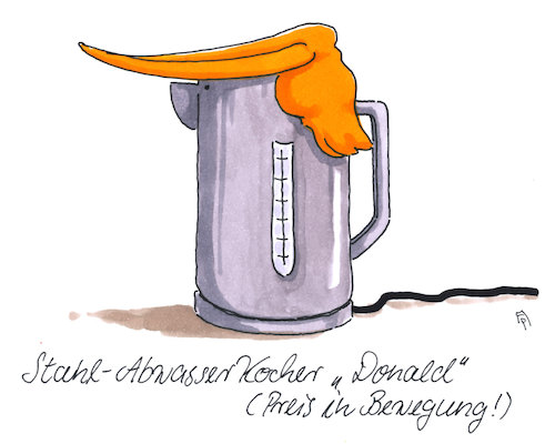 Cartoon: wasserkocher (medium) by Andreas Prüstel tagged usa,trump,eu,strafzölle,stahl,aluminium,handelskrieg,wasserkocher,cartoon,karikatur,andreas,pruestel,usa,trump,eu,strafzölle,stahl,aluminium,handelskrieg,wasserkocher,cartoon,karikatur,andreas,pruestel