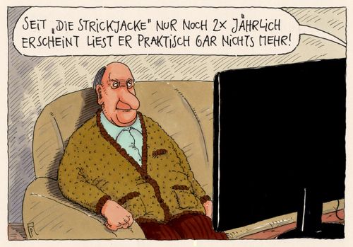 Cartoon: weniger lesen (medium) by Andreas Prüstel tagged lesen,fernsehen,fachzeitschrift,strickjacke,ehemann,cartoon,karkatur,andreas,pruestel,lesen,fernsehen,fachzeitschrift,strickjacke,ehemann,cartoon,karkatur,andreas,pruestel