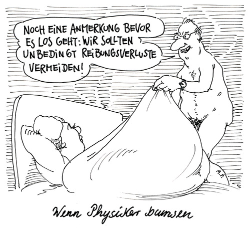 Cartoon: wenn physiker bumsen (medium) by Andreas Prüstel tagged physik,reibung,reibungsverluste,geschlechtsverkehr,paar,physik,reibung,reibungsverluste,geschlechtsverkehr,paar,liebe