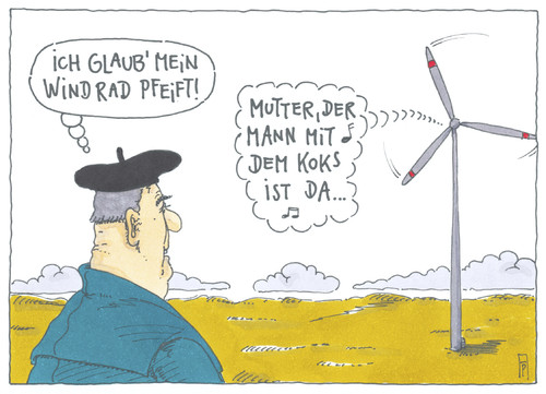 Cartoon: windrad (medium) by Andreas Prüstel tagged windenergie,alternative,energie,energiewende,windkraft,koks,kohle,popsong,falco,cartoon,karikatur,andreas,pruestel,windenergie,alternative,energie,energiewende,windkraft,koks,kohle,popsong,falco,cartoon,karikatur,andreas,pruestel