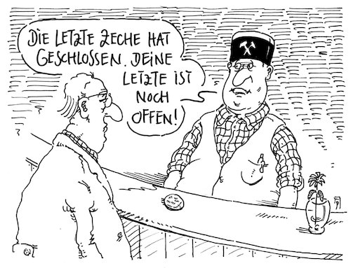 Cartoon: zeche (medium) by Andreas Prüstel tagged deutschland,ende,steinkohlenberbau,letzte,zeche,bottrop,ruhrgebiet,kneipe,deckel,cartoon,karikatur,andreas,pruestel,deutschland,ende,steinkohlenberbau,letzte,zeche,bottrop,ruhrgebiet,kneipe,deckel,cartoon,karikatur,andreas,pruestel