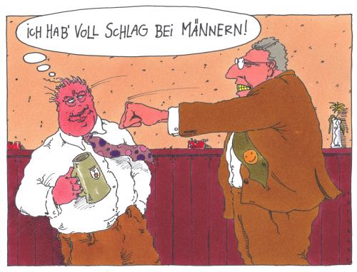 Cartoon: zuschlag erhalten (medium) by Andreas Prüstel tagged kneipe,suff,prügel,homosexuallität