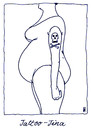 Cartoon: tina (small) by Andreas Prüstel tagged tattoo,schwangerschaft,geburt,tod,totenkopf,schädel,cartoon,karikatur,andreas,pruestel