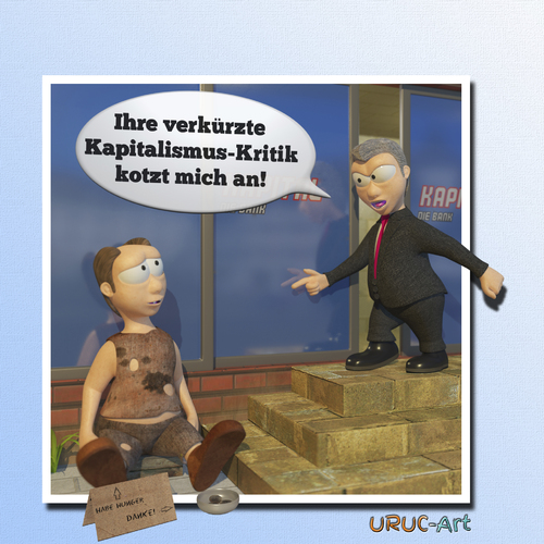 Cartoon: Verkürzte Kapitalismuskritik (medium) by uruc-art tagged lustig,satire,kapitalismus,politik,neu,3d,blender