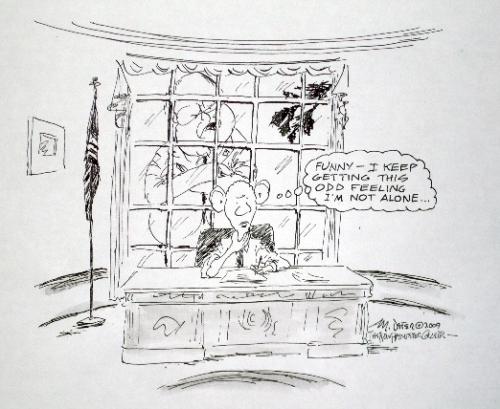 Cartoon: He never sleeps (medium) by Mike Dater tagged cheney,obama,politics,washington