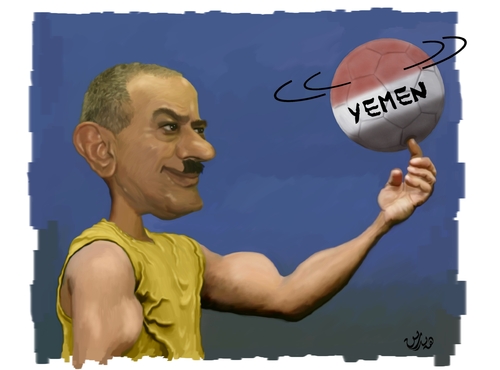 Cartoon: Ali Abdullah Saleh (medium) by handren khoshnaw tagged yemen,dictator,saleh,abdulla,ali,khoshnaw,handren