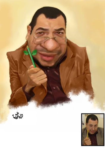 Cartoon: Yasser Hussein (medium) by handren khoshnaw tagged handren,khoshnaw