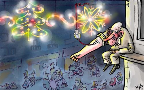 Cartoon: Energetic Christmas (medium) by kap tagged christmas,noel,weihnachten,navidad,nadal,weihnachten,weihnacht,heiligabend,kultur,tradition,depression,energie,konsum,konsument,konsumgesellschaft,blut,infusion,patient,krise,finanzkrise,wirtschaft,wirtschaftskrise,geschenk,geschenke,geld,finanzen,schulden,pleite,steuern,steuerzahler,steuer,umsatzsteuer