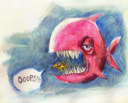 Cartoon: Ooops! (medium) by kap tagged fish,sketch,doodle,scribble