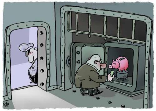 Cartoon: Security bank (medium) by kap tagged money,bank,financial,euros,busines,bank,bänker,chef,boss,tresor,finanzen,geld,finanzierung,geschäft,organisiertes verbrechen,verbrechen,kriminalität,sparschwein,einzahlung,geldgier,gier,sicherheit,schutz,organisiertes