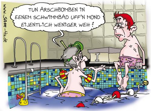 Cartoon: arschbombe (medium) by sam tagged liebe,mann,frau,woman,man,sam,character,ehe,lustig,bunt,cartoon,cartoons,spaß,freizeit,erholung,schwimmbad,schwimmen,fitness,sport,bewegung,gesundheit