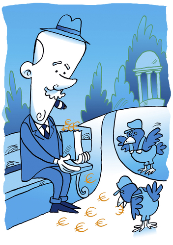 Cartoon: Krümelmonster (medium) by astaltoons tagged gehalt,lohn,lohnverhandlungen,geringverdiener,euro,geld,spatzen,almosen,arbeiter,chef