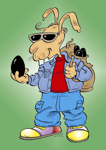 Cartoon: Osterhase (medium) by astaltoons tagged ostern,osterhase,cool,schwarze,eier,sonnenbrille