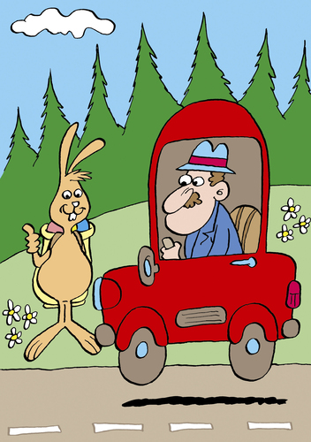Cartoon: Osterhase (medium) by astaltoons tagged ostern,osterhase,rotes,auto,anhalter
