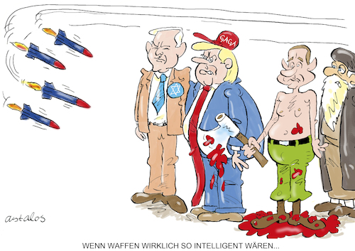 Cartoon: Waffen-Test (medium) by astaltoons tagged trump,putin,netanjahu,ajatollah,krieg,iran,trump,putin,netanjahu,ajatollah,krieg,iran