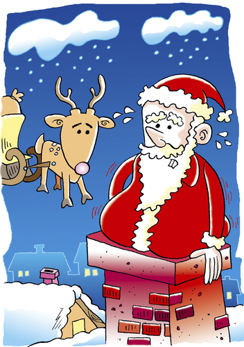 Cartoon: Weihnachten (medium) by astaltoons tagged weihnachten,weihnachtsmann,rentier,schornstein,winter
