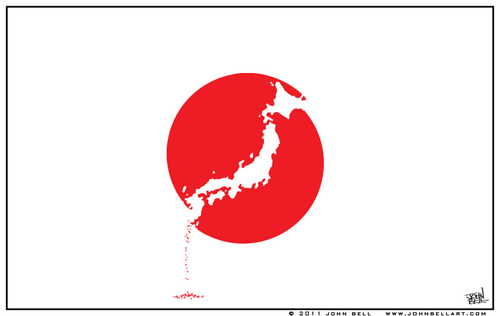 Cartoon: Quaked Japan (medium) by JohnBellArt tagged devastation,danger,destroy,destruction,death,disaster,tsunami,quake,earth,earthquake,japan