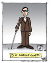 Cartoon: 3-D Challenged (small) by JohnBellArt tagged 3d,blind,challenged,beggar,red,blue,glasses