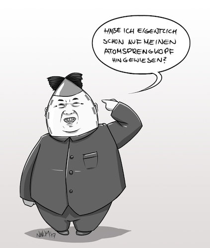 Cartoon: Kims Kopf (medium) by INovumI tagged kim,jong,un,kimjongun,atomsprengkopf,atomwaffe,langstreckenrakete,rakete,usa,trump