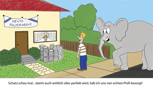 Cartoon: Polterabend (medium) by noseart tagged polterabend,elefant