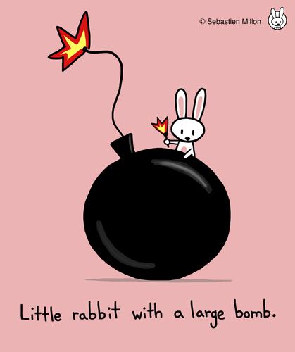 Cartoon: Little Rabbit with a Large Bomb (medium) by sebreg tagged rabbit,bomb