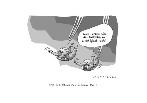 Cartoon: Fall (medium) by Mattiello tagged fdp,umfragetief,westerwelle,absturz,fdp,umfragetief,guido westerwelle,absturz,umfrage,guido,westerwelle